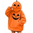 thumbnail image 2 of BRELIL Women Plus Size Halloween Pumpkin Hoodie Fall Long Sleeve Pullover Loose Casual Sweatshirt with Pocket Autumn Outfit, Orange 3XL, 2 of 8
