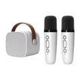 thumbnail image 4 of Portable Bluetooth Speaker with Wireless Microphone, Handheld Mics Speaker Machine, Portable Speaker System for Playroom Family Outing K1 White Dual Mic, 4 of 8