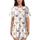thumbnail image 1 of Fotbe Bulldog Face Conjunto de Pijama Estampado para Mujer, 2 Piezas, Ropa de Dormir con Camiseta de Manga Corta y Shorts Suaves-4X-Large, 1 of 6