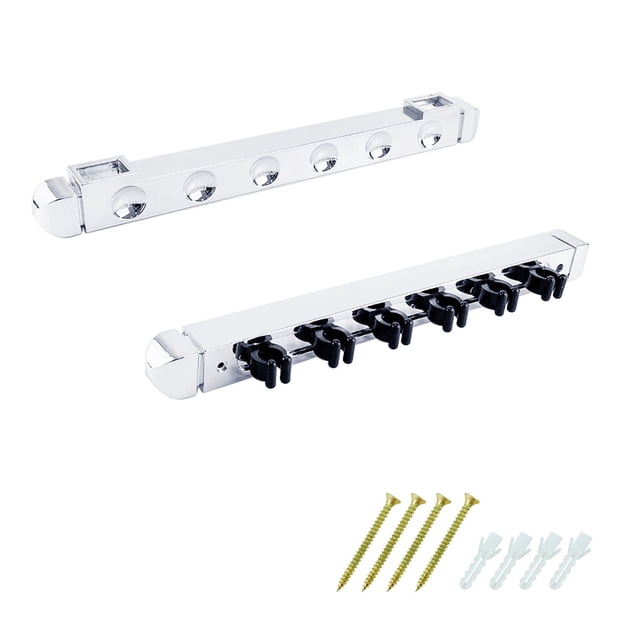 Naiovety Soporte de caña de pescar 6 clips Vertical Montado en la pared Bastón de billar Estante de almacenamiento Soporte de taller Deporte Pescar Plata