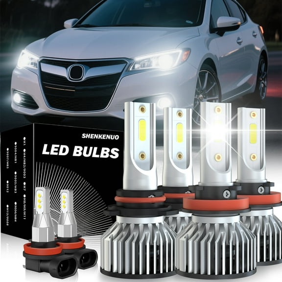 For 2013 - 2014 Acura ILX LED Headlight Bulbs Combo 9005 H11 Hi/Lo Beam H11 Fog Light 500% Brighter than Halogen 6X