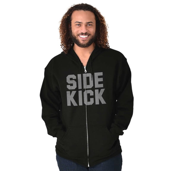 Sidekick Superhero BFF Bestie Forever Unisex Fleece Graphic Zip Up Hoodie Brisco Brands 2X
