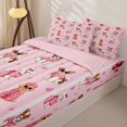 thumbnail image 3 of Homewish Chic Pet Dog Zipper Full Size Comforter Sets with Fitted Sheet and 2 Pillowcases,Cartoon Animal Zipper Bedding Set,Pink,Pink Reversible,4pcs, 3 of 8