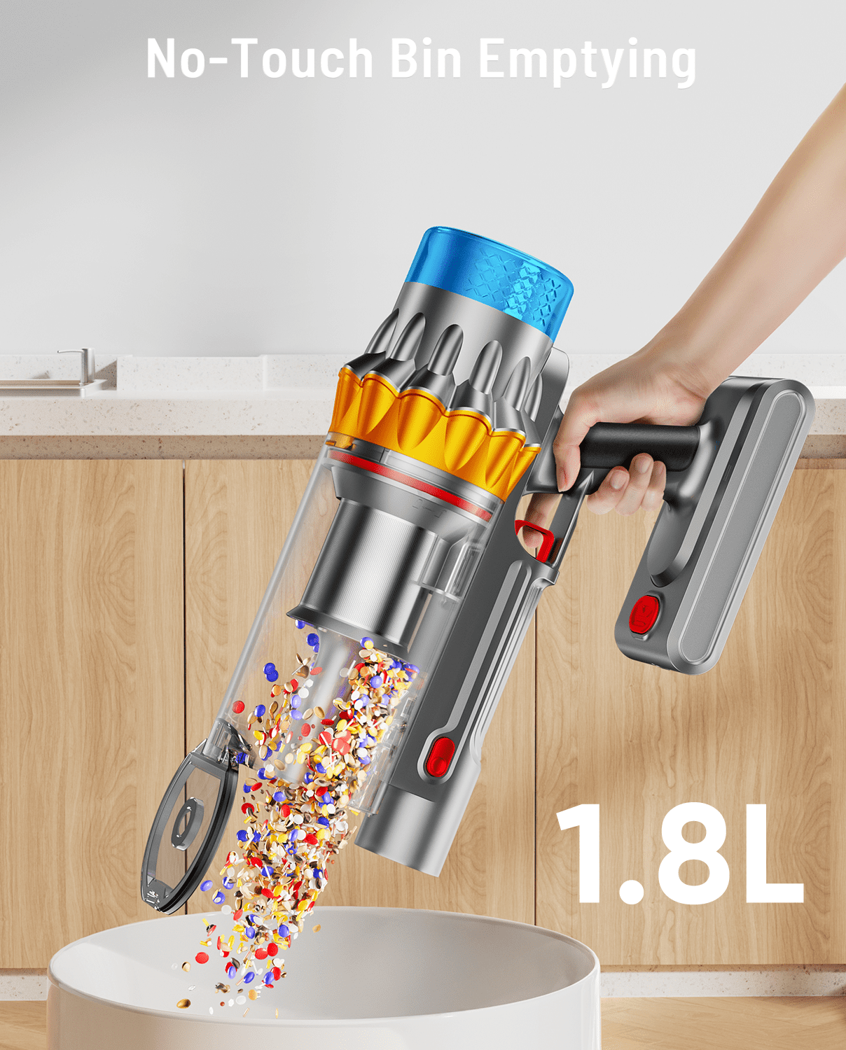 VAKERR Cordless Vacuum Cleaner, 55KPA/550W/ 60Mins 2500mAh Stick Vacuum for Home Hardwood Floor Carpet Pet Hair