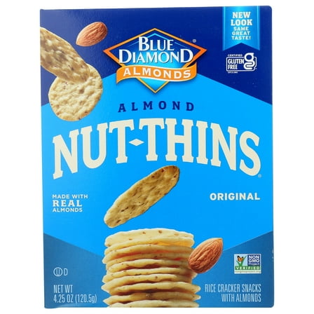 2X - Blue Diamond Almond Nut-Thins, Nut And Rice Cracker -- 4.25