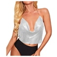 thumbnail image 1 of Top corto sin tirantes con lentejuelas para mujer - Diseño con tirantes metálicos - Top sexy para fiestas/discotecas - Material de poliéster, 1 of 4
