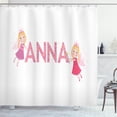 thumbnail image 1 of Anna Shower Curtain, Traditional Nursery Themed Lettering with Colorful Dots with Fairies Female Children, Fabric Bathroom Set with Hooks, 69W X 70L Inches, Multicolor, by Ambesonne, 1 of 3