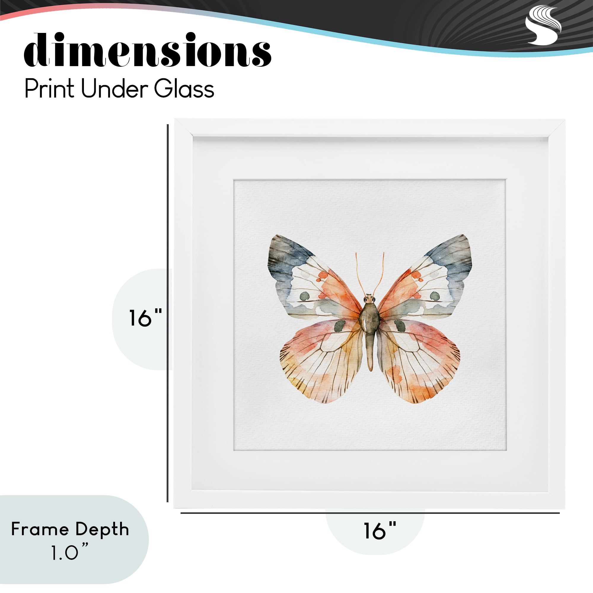 Stupell Industries Warm Watercolor Butterfly White Framed Print Under Glass, design by Kim Allen