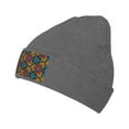 thumbnail image 1 of ZICANCN Grubby Colors Kaleidoscope Pattern Knit Bonnet Hat, Bonnet d'Hiver Doux Chaud Classique pour Hommes Femmes, Gris Foncé, 1 of 6
