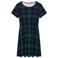 thumbnail image 3 of Modern Cute Blue And Green Plaid Sundress Short Sleeve Dress Summer Women Clothes Dress for Women Dresses, 3 of 7