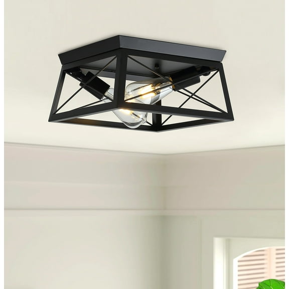 Aiwen Vintage 2 Lights Farmhouse Square Flush Mount Ceiling Lamp