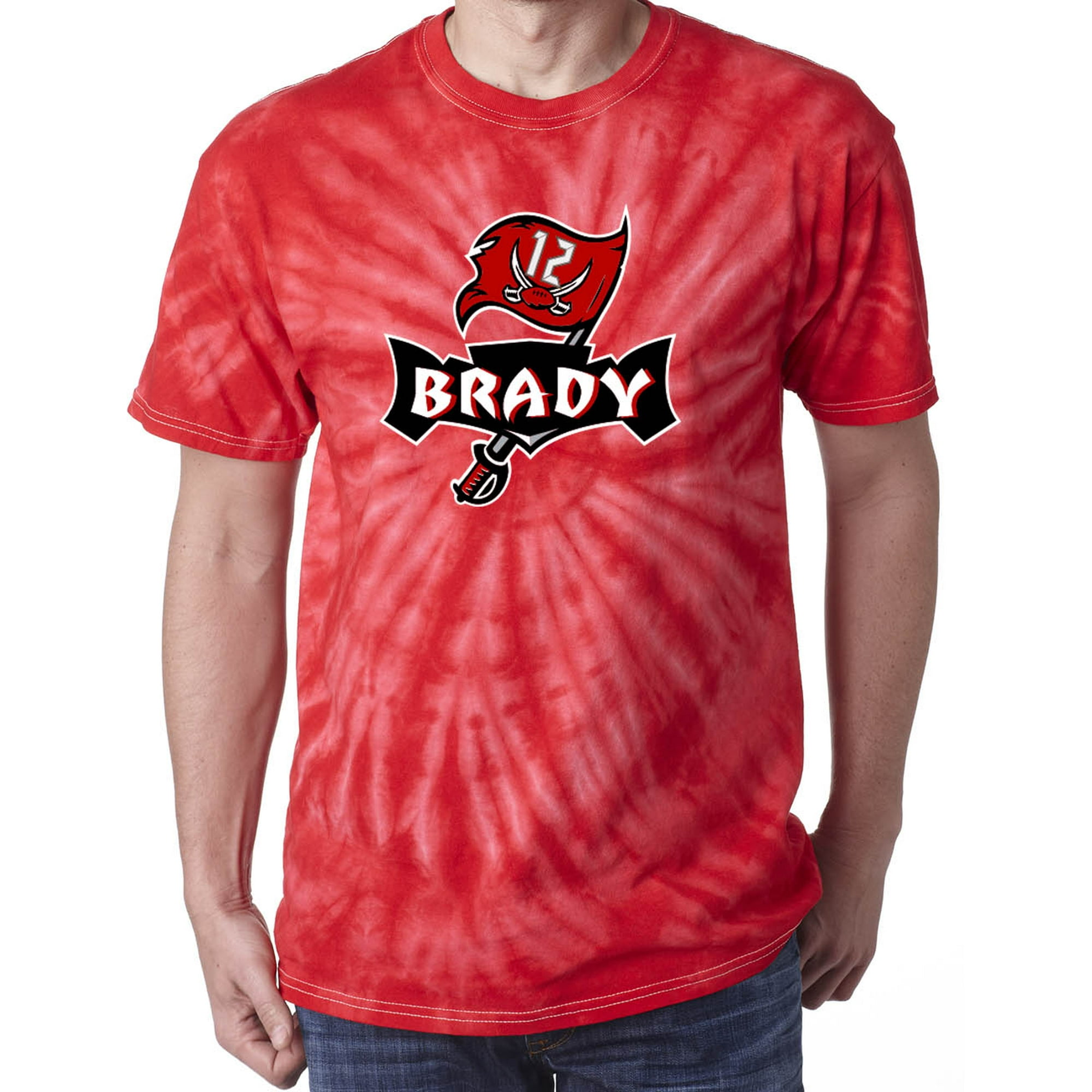 TIE-DYE RED Tom Brady Bucs Buccaneers Logo T-shirt ADULT 