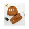 thumbnail image 2 of TheFound Baby Long Sleeves + Trousers, Letter Print Adjustable Elastic Waist, 2 of 9