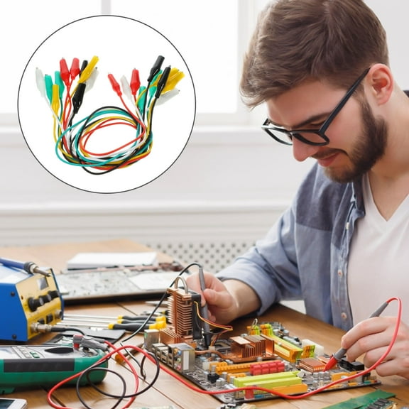 SEWOART 10Pcs Double Ended Jumper Wires with Alligator Clips for Low Voltage Testing