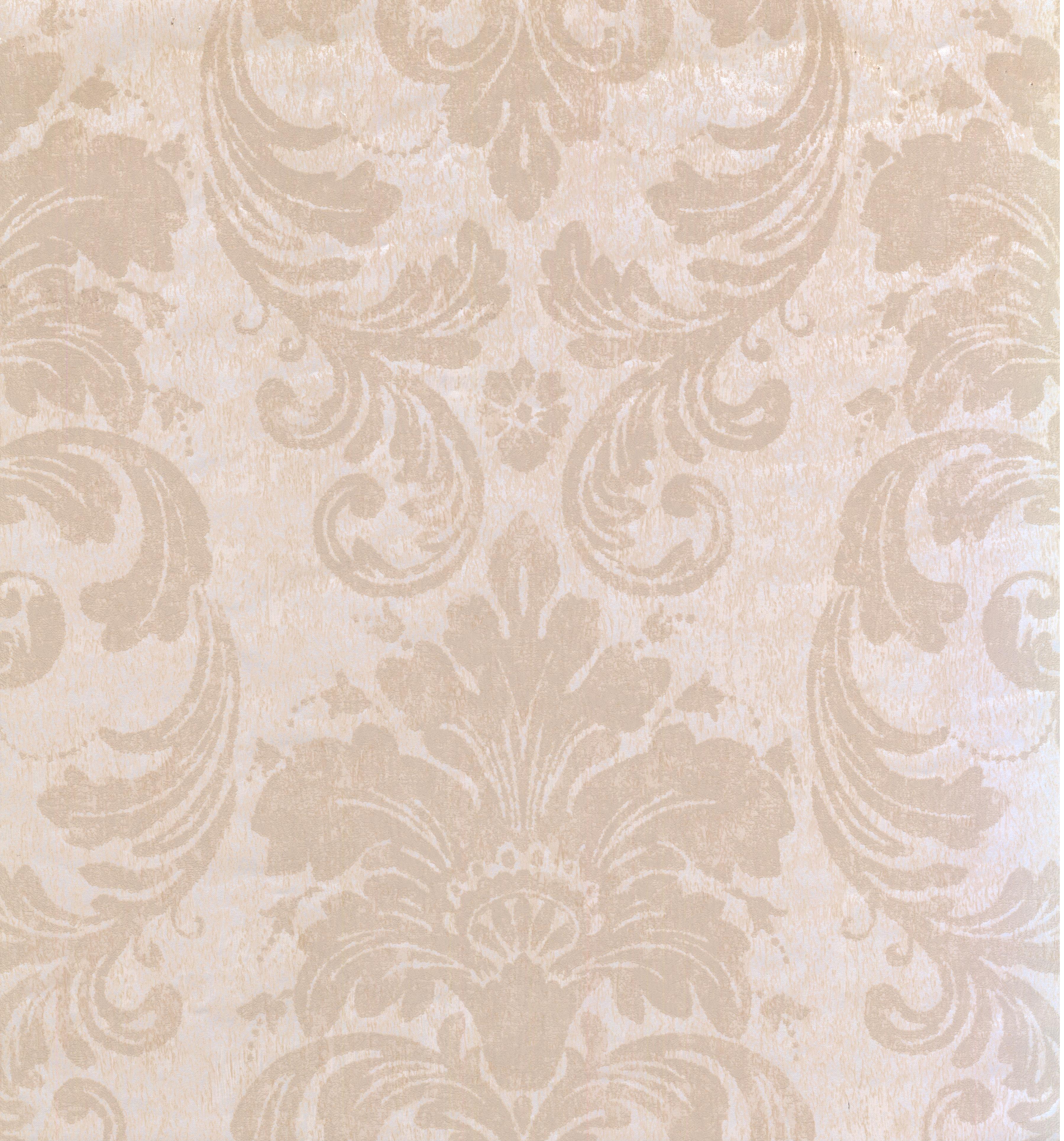 DAMASK Traditional Prepasted Color Cream, Beige Wallpaper Roll