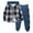 1#Blue, variant on Byoo Toddler Boys Outfits Long Sleeve Patchwork Plaid Button Down Shirt Jogger Pants Set