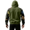 thumbnail image 5 of Men's Pullover Hoodie with Camouflage Print Raglan Sleeves Drawstring Hood and Kangaroo Pocket Casual Style Green L, 5 of 5