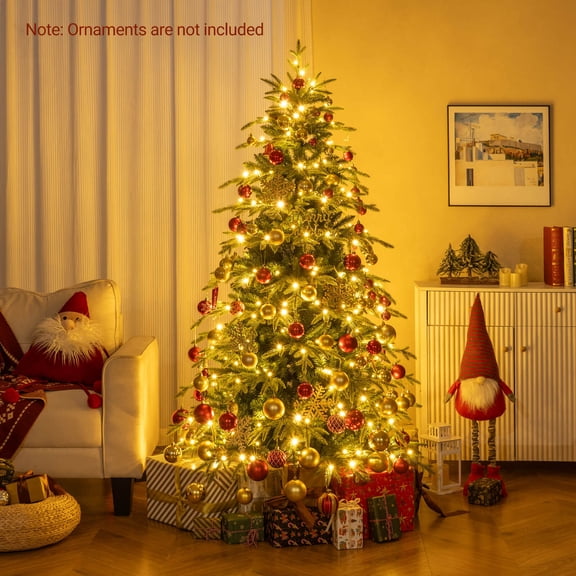 Costway 7.5 FT Artificial Christmas Tree Pre-Lit Xmas Tree with 1195 Branch Tips