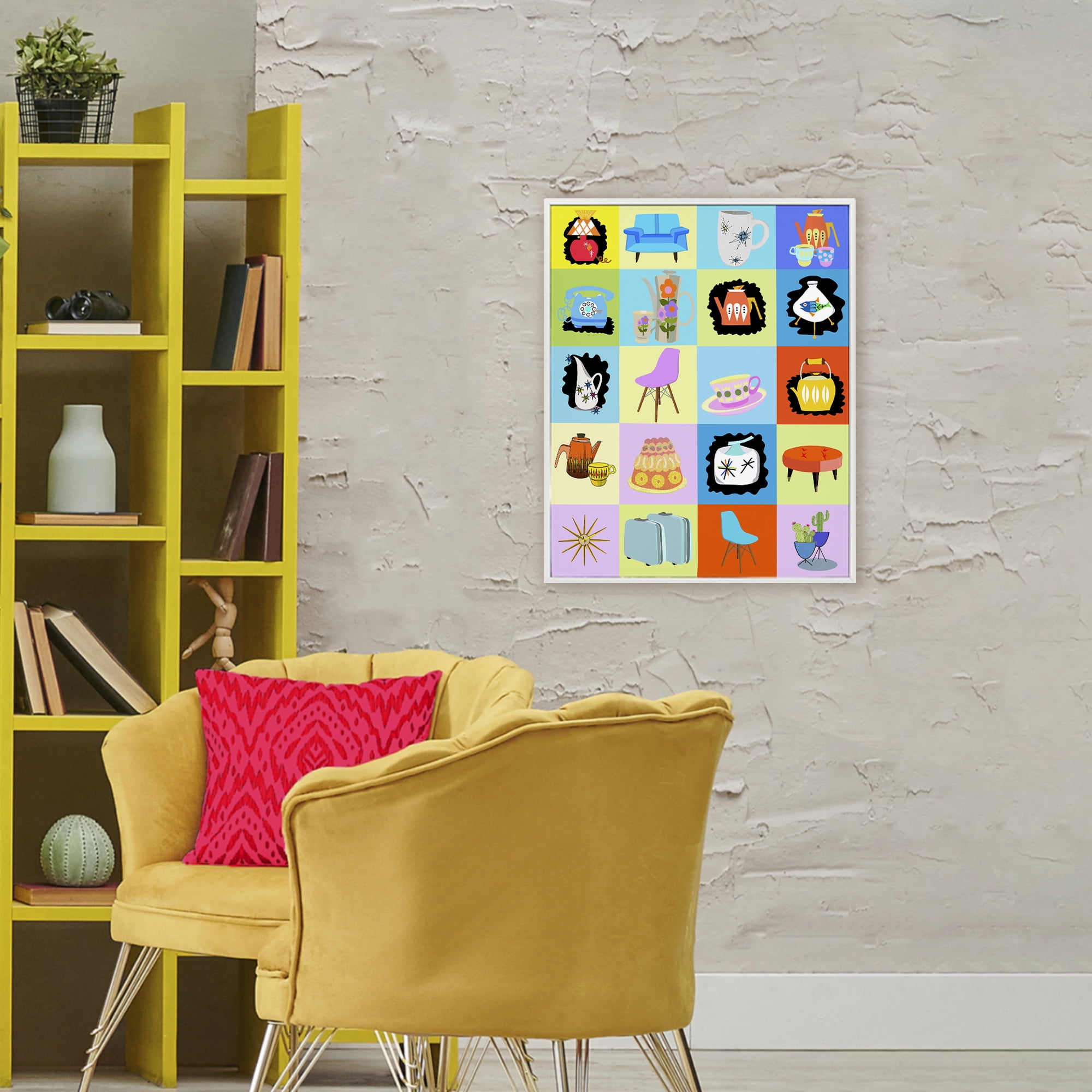 Retro Vintage Vignettes White Framed Giclee Art, design by Lynnda Rakos