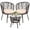 Brown, variant on LOGYAT Boho 3 Piece Bistro Set, Modern Outdoor Wicker Patio Furniture, Two Chairs and a Tempered Glass Top Table, Natural Rattan, Black Cushion