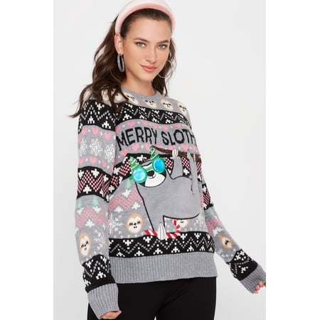 Urban Planet Women S Graphic Merry Sloth Knit Ugly Christmas Sweater Walmart Canada