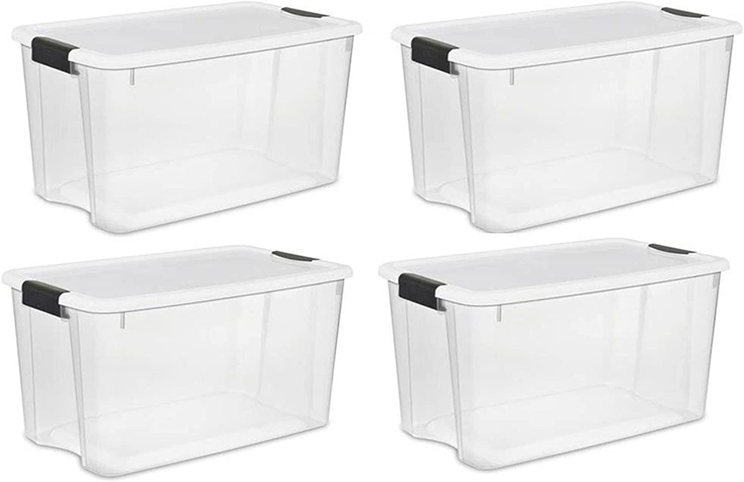 70 Qt Clear Plastic Stackable Storage Bin w/White Latching Lid