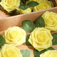thumbnail image 3 of Fleur Artificielle Rose Rouge 25 Pcs/50 Pcs Fausses Roses Réalistes avec Tige pour Bouquets de Mariage DIY Centres de Table Décorations de Fête de Bébé Maison-Jaune, 3 of 6