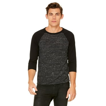 Bella   Canvas Unisex Jersey 3/4 Sleeve Baseball Tee , 3200 , BLCK MRBLE/ BLCK , X-Large