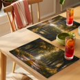 thumbnail image 4 of Brown Trees Placemats Set of 8 Forest Art Decor Spring Summer Nature Leaf Place Mats Indoor Wipeable Table Mats Washable Cloth Dining Table Placemats for Kitchen Holiday Party Home Decor 13x19 Inch, 4 of 9