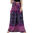 thumbnail image 3 of Seyurigaoka Women's Boho Palazzo Wide Leg Lounge Pants, Solid Color/ Print Patterns High Waist Tie-Up Long Loose Pants, 3 of 7