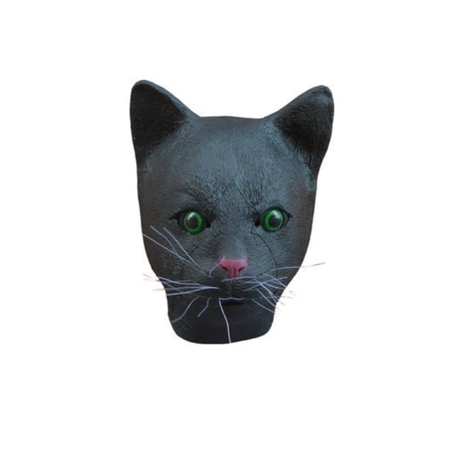 Máscara de látex para toda la cara, diseño de gato negro, para Halloween