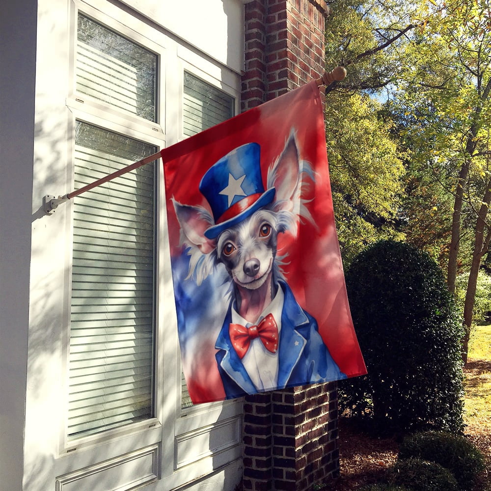 Chinese Crested Patriotic American House Flag 28 in x 40 in