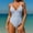 Blue, variant on Baqcunre Womens One Piece Swimsuits, Women's Swimsuit V Neck Drawstring Bathing Suit Color Block High Cut Tummy Swimsuits, Women's Swimwear 1PC Beige L