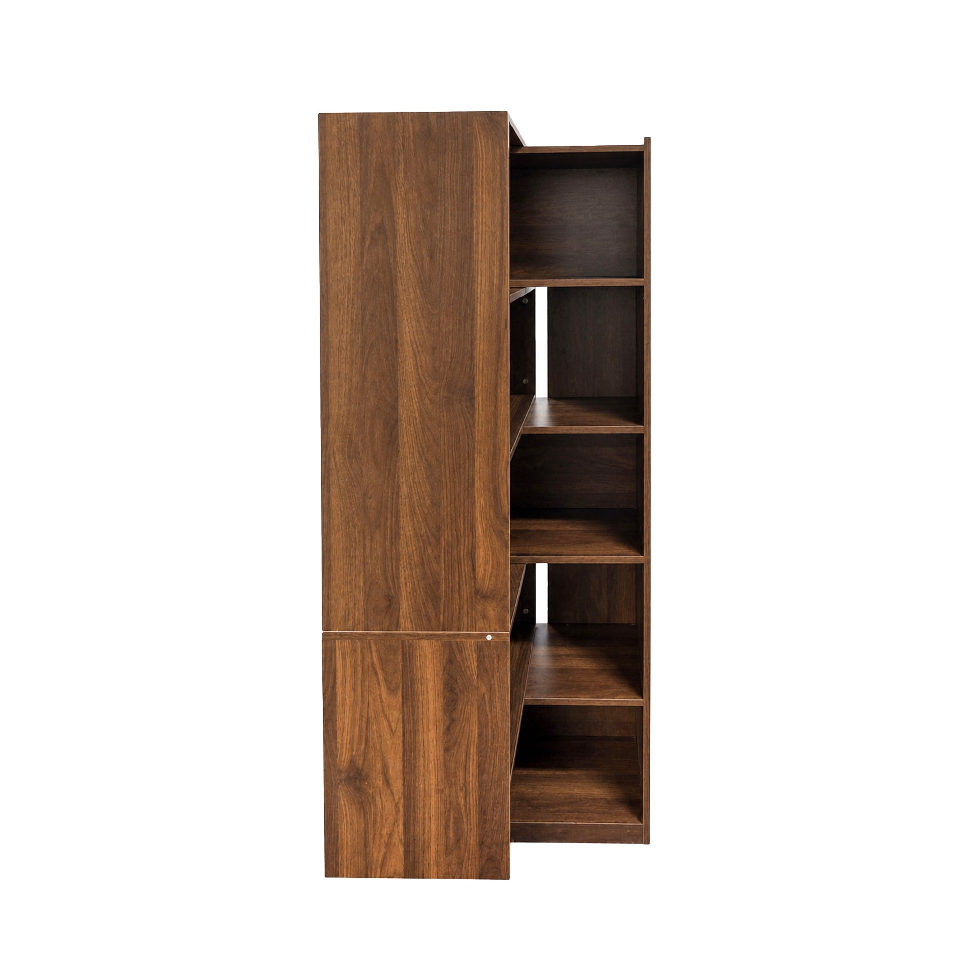 63"Tall Modular Bookshelf, 5-Tier Staggered Open Shelf Bookcase, Asymmetric Storage Display Rack