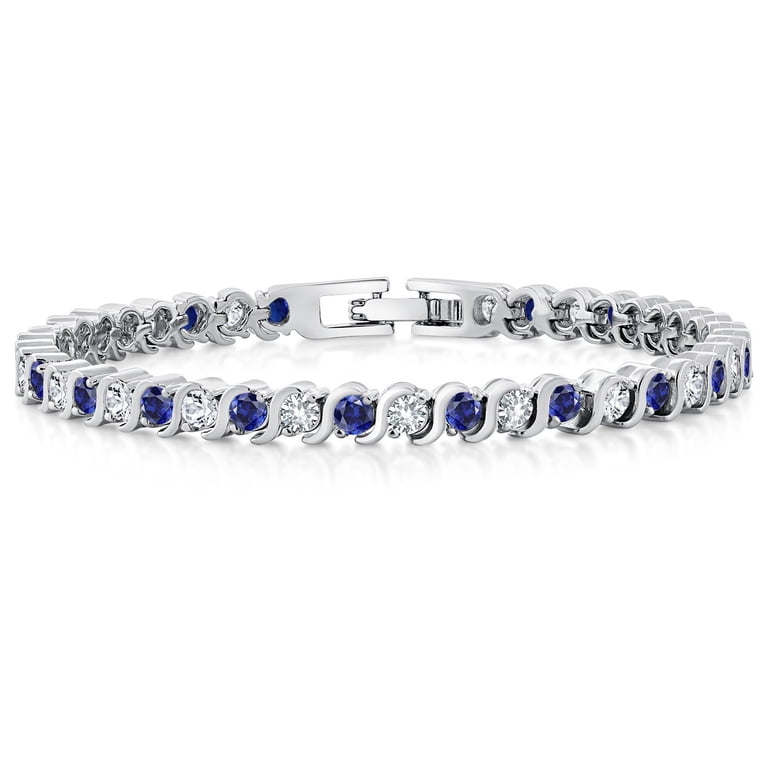 Gem Stone King Simulated Blue Sapphire Tennis Bracelet, 7 Inches photo 1