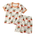 thumbnail image 2 of Spazoro Toddler Kids Boys Girls Outfit Shirts Sets, Summer 2025 Printed Short Sleeve 2-Piece Casual Shorts Set Orange Size 4 T, 2 of 5