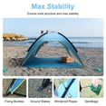 thumbnail image 5 of Portable Beach Canopy Sun Shelter UPF50+, 4-6 Person Large Beach Tent Waterproof Windproof, Outdoor Sun Shade Tent with Carry Bag, 5 of 12