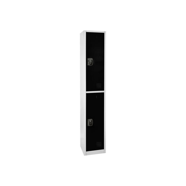 AdirOffice - Locker - 2 doors - 2 hooks - solid steel - black (pack of 4)