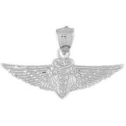 14K White Gold Caduceus Pendant - 22 mm