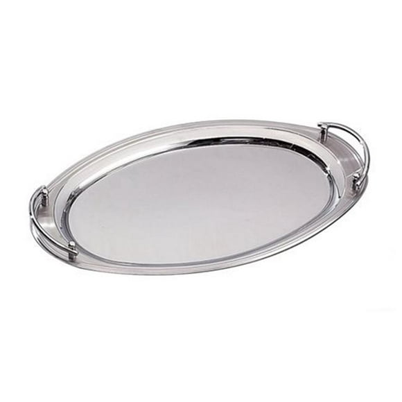 Leeber 73028 Elegance Oval Stainless Steel Tray with Handles&#44; 22 x 13 in.