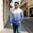 thumbnail image 5 of GrmtClth Shirts For Men Seamless Ombre Gradient Long Sleeve Crewneck Shirts Loose Relaxed Fit Lightweight Spring Fall Athletic Daily Pullover Tops Blue L, 5 of 7
