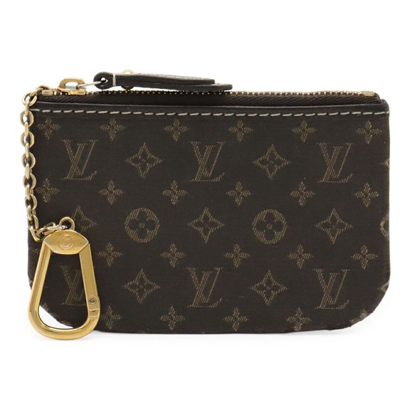 Pre-Owned LOUIS VUITTON Monogram Idylle Pochette Clé Coin Case, Brown Fuzan Leather with Key...