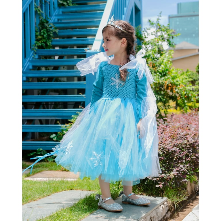 Elsa Dress for Girls Frozen Costume Long Sleeves Princess Dress Blue Fancy  Cosplay Party Halloween Costumes - Walmart.com