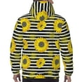 thumbnail image 7 of Naloa Sunflowers On Black And White Stripes Men's Casual Hooded Collar Drawstring Hoodies Pullover Sweatshirts Casual Long Sleeve Shirts-4X-Large, 7 of 7
