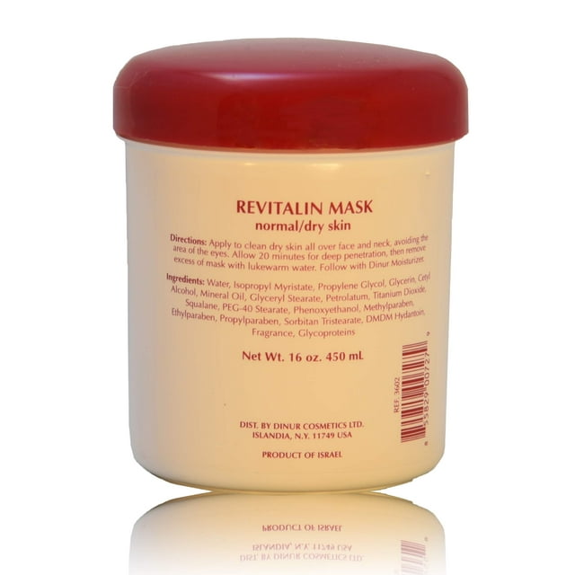 Dinur Cosmetics Revitalin Mask para piel normal/seca Tratamiento facial nutritivo e hidratante que reduce las líneas finas y las arrugas 16 oz. 450ml.