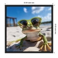 thumbnail image 5 of Kate and Laurel Sylvie Funny Animal Beach Cool Frog Green Glasses Selfie Framed Canvas Wall Art by The Creative Bunch Studio, 22x22 Black, Funny Cute Animal Art for Wall, 5 of 7