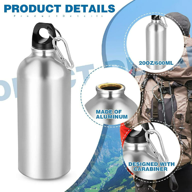 18 Pieces Aluminum Water Bottles Bulk 20 Oz Reusable Lightweight Sport  Multipack
