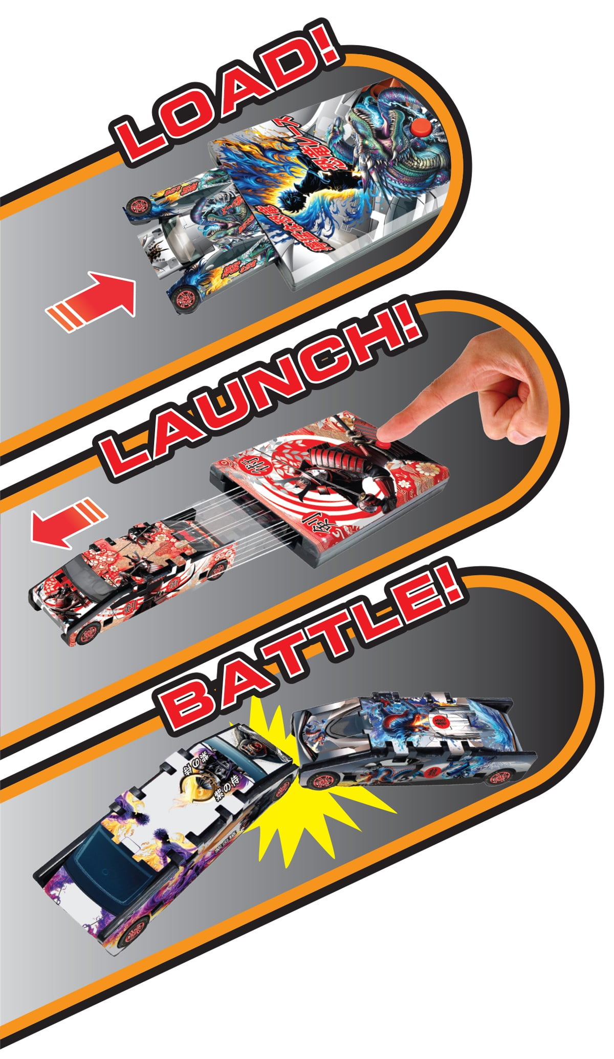 ミニカー SAMURAI & HOWMET Circuit Samurai Transforming Toy Race Car – Battery-Free Launch
