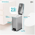 thumbnail image 6 of Home Zone Living 3 Gallon Slim Stainless Steel Trash Can with Step Pedal and Soft-Close Lid, 6 of 7