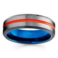 thumbnail image 2 of Orange Tungsten Wedding Band Gray Tungsten Ring Men & Women Unique Tungsten Ring Gray Brush Ring Comfort Fit, 2 of 2